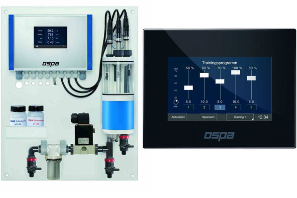 Ospa: Messstation und BlueControl 5 Web mit Programm für eine Gegenstromanlage.