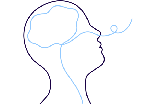 „Illustration eines menschlichen Kopfes mit blauen, wellenförmigen Linien, die ein vernetztes Gehirn symbolisieren – Darstellung der digitalen Vernetzung und technologischen Intelligenz in der modernen Gebäudetechnik. - © Iuliia - stock.adobe.com