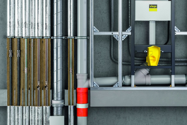 Viega: Fallleitung mit Brandschutzband Typ F.