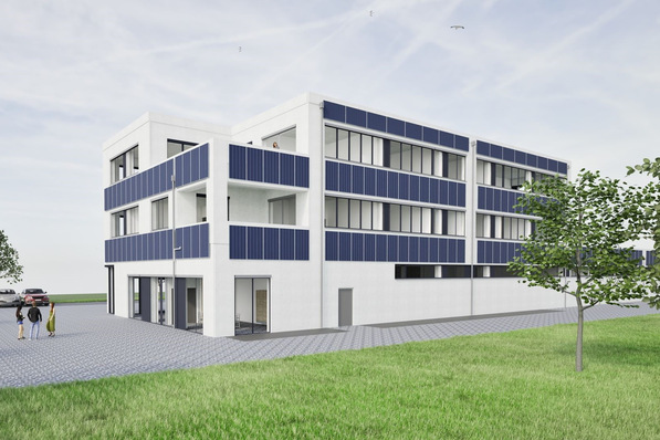 Visualisierung der Planung für das „Real Zero“-Firmengebäude in Memmingen.