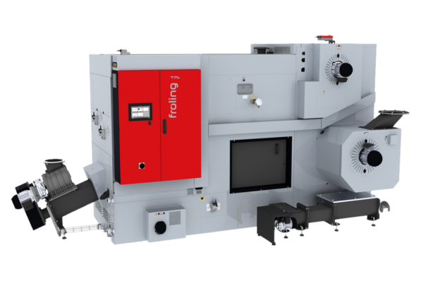 „Moderne Industrieanlage mit digital gesteuertem Rotationswärmetauscher, sensorgestützter Lüftungstechnik und integriertem Förderband zur Optimierung der Gebäudetechnik und Energieeffizienz. - © Fröling