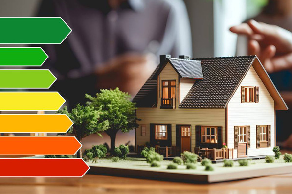 Gerne! Hier ist ein präziser, themenrelevanter und barrierefreier Alternativtext zu dem genannten Bild für den Einsatz auf sbz-online.de: Optimierter Alt-Text: Schematische Abbildung eines Modellhauses mit farbigen Energieeffizienzklassen von Grün (sehr effizient) bis Rot (wenig effizient); veranschaulicht energetische Sanierungsmaßnahmen und ihren Einfluss auf die Gebäudeenergieeffizienz. - © gautierbzh/stock.adobe.com