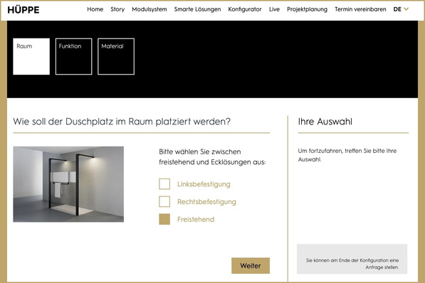 Online-Konfigurator für Hüppe Sphere.