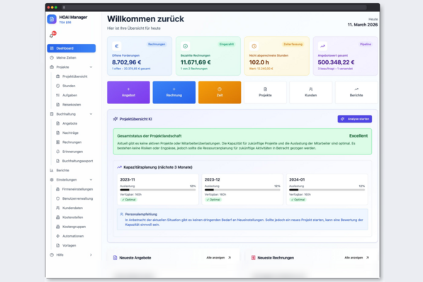 TGAassist: Screenshot vom HOAI-Manager.