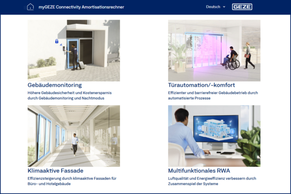 Geze: myGeze Connectivity Amortisationsrechner.