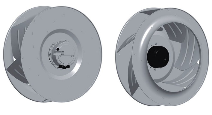 Beispiel eines ebm-papst-Radialventilators mit EC-Motor für niedrige Drehzahlen.