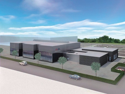 Ausblick auf Kampmanns Neubau des Forschungs- und Entwicklungs-Centers. Das aktuelle Baugeschehen kann per Webcam verfolgt werden.