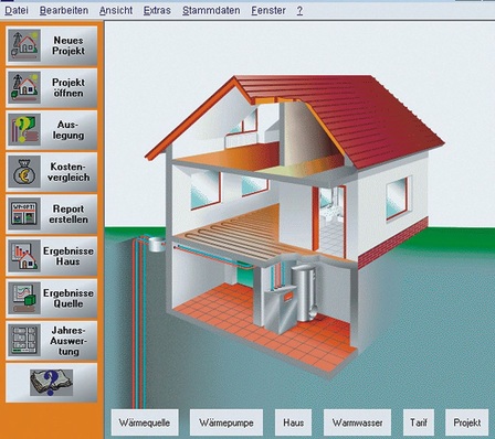 Viessmann: Programm für die Auslegung und Simulation von Wärmepumpen-Anlagen inklusive überschlägiger Auslegung der Wärmequellen.