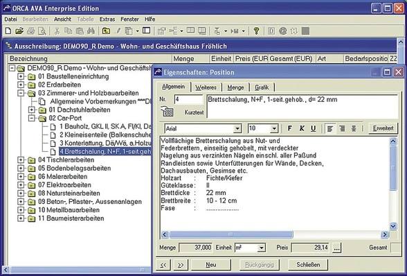 Ausschreibungsprogramm Orca AVA mit kostenlosem Hotlinesupport.