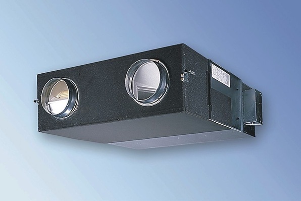 Panasonic: FY-Lüftungseinheit mit Wärme- und Feuchte­rückgewinnung über einen Gegenstromwärmeübertrager.