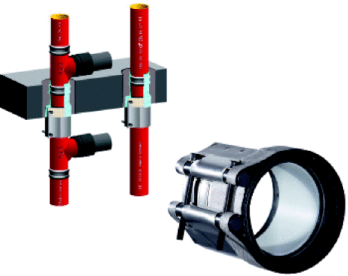 Düker: Einbaubeispiele des Brandschutzverbinders Düker BSV 90.