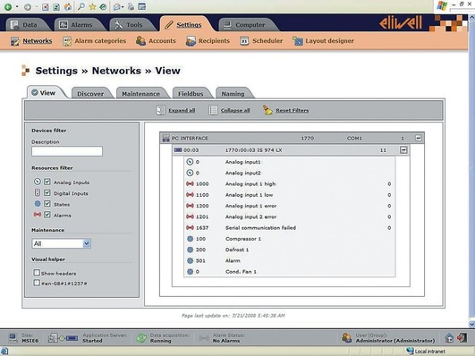 Eliwell: Bei TelevisNet 4.0 erfolgt die Überwachung der Anlagenkomponenten von Kälte- und Klimaanlagen via Internet.