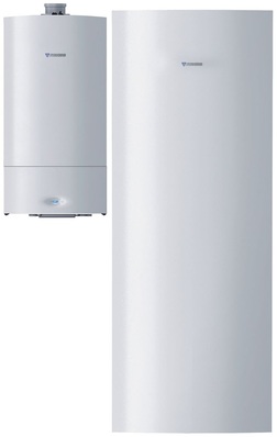 Junkers: Mit der Cerapur Solar lassen sich Solar-anlagen hydraulisch und regelungs-technisch in ein Heiz-system einbinden (im Bild: Cerapur Solar Unit mit 400-l-Pufferspeicher).