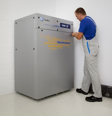 Volkswagen-BHKW EcoBlue bzw. ZuhauseKraftwerk mit 20 kWel und 36 kWth.
