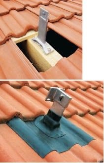 Viessmann Aufdachmontagesystem: Sparrenanker aus korrosionsbeständigem Aluminiumguss und UV- und witterungs­beständige Dachabdichtung aus synthetischem Kautschuk.