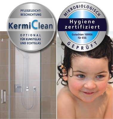Die Duschkabinen-Beschichtung KermiClean bietet im heimischen Badezimmer und auch in medizinischen Einrichtungen und Betreuungsstätten ein Höchstmaß an Hygiene.