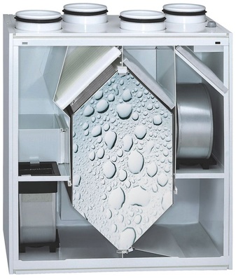 Helios: Lüftungsgeräte KWL EC/ET mit Enthalpie-Wärmeübertrager.