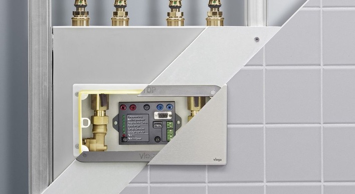 Viega: Die Spülstation wird am Ende einer Reihen- oder frei in einer Ringleitung installiert.