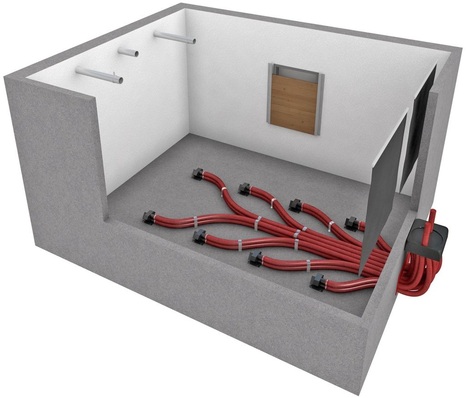 Windhager: Durch eine Pelletzuführung mit acht Ansaugsonden kann auf einen Schrägboden verzichtet werden.