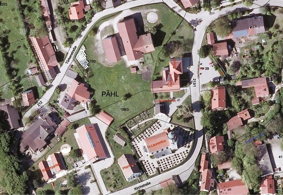 Abb. 1 Luftbild des Ortszentrums Pähl, Oberbayern.