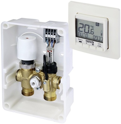 Simplex: Kombibox RTL-TH digital mit digitalem Regler zur raum- und rücklauftemperaturabhängigen Steuerung von Heizkörper- und Flächenheizsystemen.