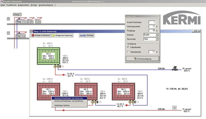 © Kermi
 Kermi: xcalc eccolution zur Sanierung von Einrohrheizungen.