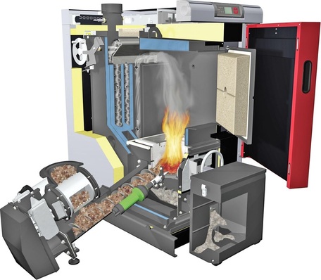 Fröling: Schnitt durch einen T4-Hackgut-Kessel.
