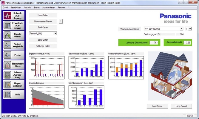 Panasonic: Screenshot vom „Aquarea Designer“ zur Planung von Wärmepumpenprojekten.