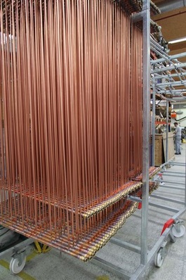 Absorberrohre für thermische Solarkollektoren.