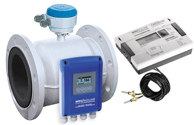 WDV/Molliné: MID-Durchfluss-Sensor ­Optiflux2000 mit Mess­umformer und Energie­zähler Energy-Int 8.
