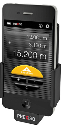 Prexiso: iPhone mit Laser-Distanzmesser Prexiso iC4.