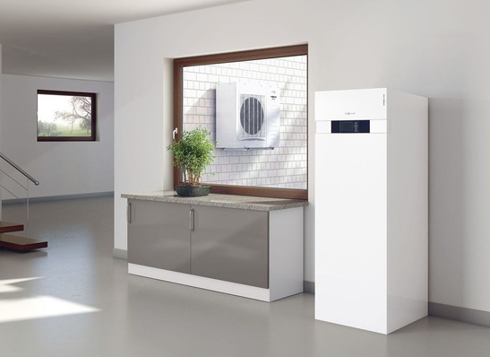 Viessmann: Mit Wärmepumpen lässt sich ein Maximum des selbst erzeugten Solarstroms im eigenen Haus nutzen, im Bild die Viessmann Vitocal 222-S.