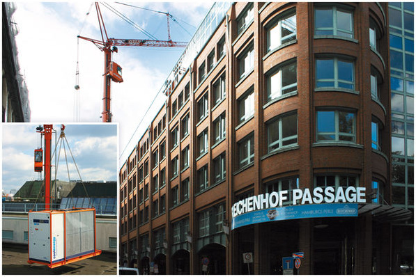 In der Hamburger Bleichenhof-Passage überbrückten die Betreiber den Ausfall der Klimaanlage mit Mietkälte.