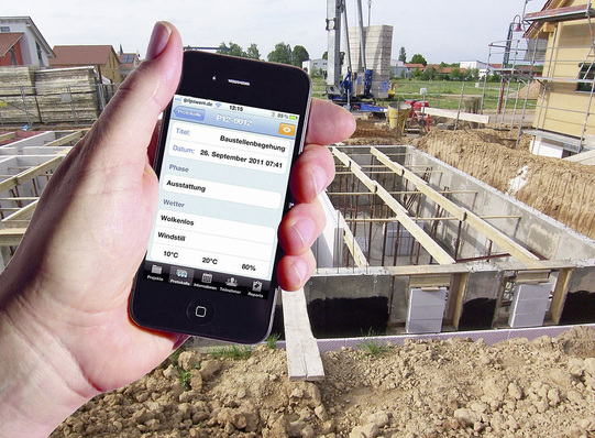 Abb. 1 Schluss mit der Zettelwirtschaft: Mobile Bautagebuch-Software verspricht Abhilfe bei der Erfassung und Zuordnung von Baustellendaten.