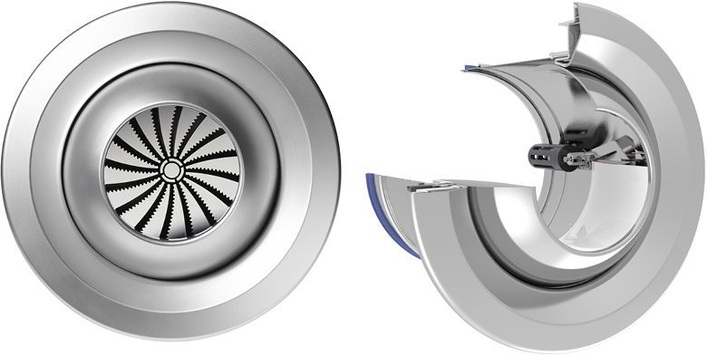 Trox: TJN mit Wurfweiten­reduzierung und Formgedächtnisaktor in der Schnittdarstellung.