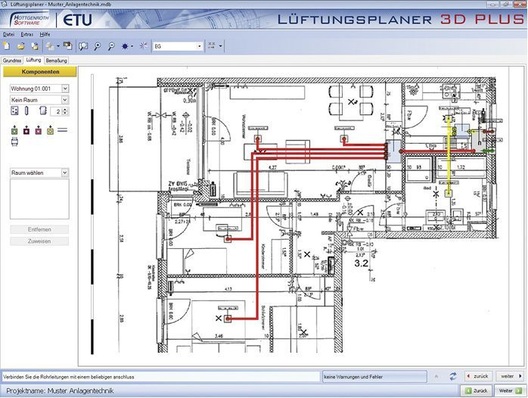 Hottgenroth/ETU: 2D-Anlagenplanung im Lüftungsplaner.
