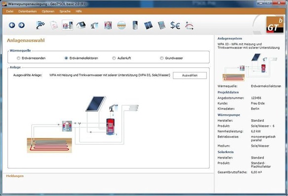 Valentin: Planung eines Wärmepumpensystems mit GeoT*SOL basic 2.0.