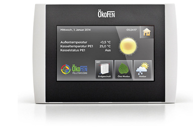
ÖkoFEN: Betriebssystem 2.02 auf dem Heizungsregler Pelletronic Touch. 
