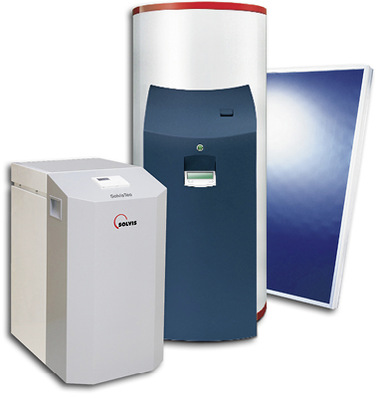 
Sole/Wasser-Wärmepumpe SolvisTeo und Solarheizsystem SolvisMax. 



