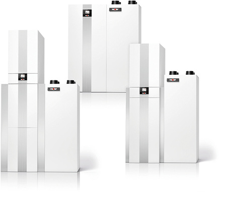 



1
 Wolf-Haustechnikzentralen: Split-Luft/Wasser-Wärmepumpe BWL-1S (links), Gas-Brennwertzentrale CGS-2 (rechts) und der dem Öl-Brennwertheizkessel TOB – jeweils mit dem Lüftungsgerät CWL-T-300 Excellent kombiniert. 
