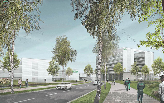 



Visualisierung der neuen Produktionsstätte am Wilo-Standort in Dortmund. 
