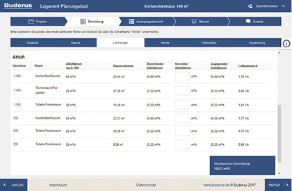 



Buderus: Experten-modus in Logavent Planungstool. 
