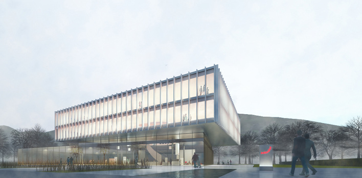 Siegerentwurf des Architektenwettbewerbs (Architekturbüro Partner AG, Freiburg/Offenburg) für das Center of Climate von Zehnder am Standort Lahr.